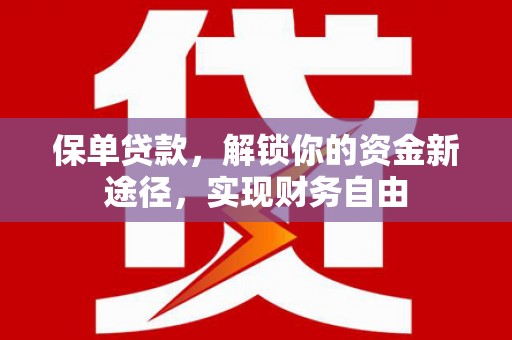 薛城保单贷款，解锁你的资金新途径，实现财务自由
